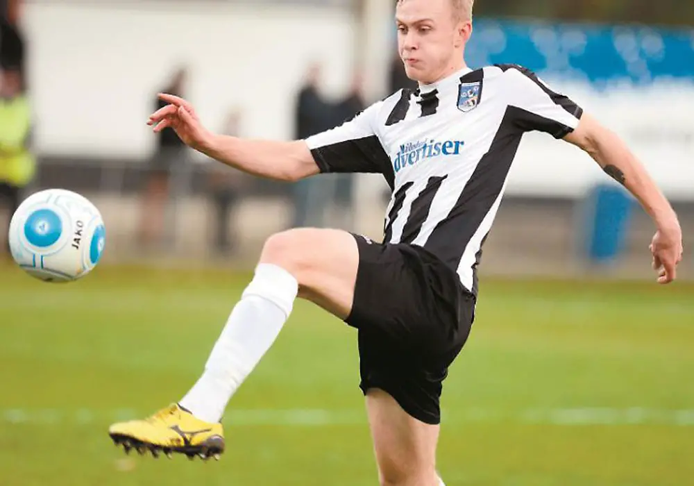 Sam Barratt in action for Maidenhead United. Photo: Maidenhead Advertiser.