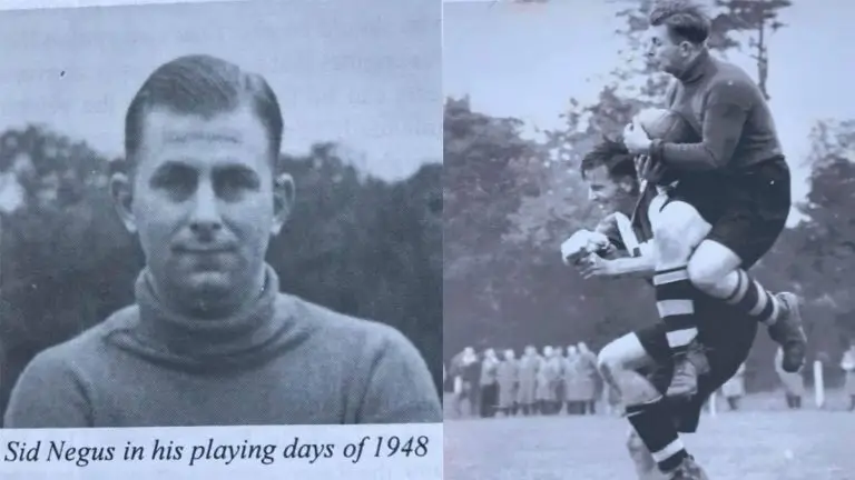 Sid Negus pictured playing for Fakenham Town in 1948. Photos supplied by Simon Negus.