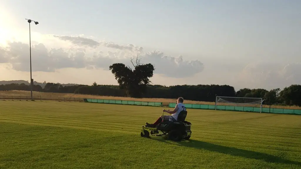 Grass cutting at Holyport's Summerleaze ground. Photo provided by club.